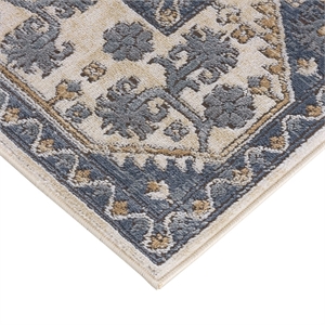 Madison Park Dakota Tiled Border Area Rug in Blue/Cream 8x10'