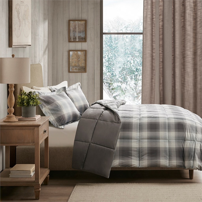 Woolrich Softspun Down Alternative Comforter Mini Set in Grey Full/Queen
