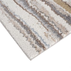 Madison Park Riley Watercolor Abstract Stripe Woven Area Rug in Blue/Tan 5x7'