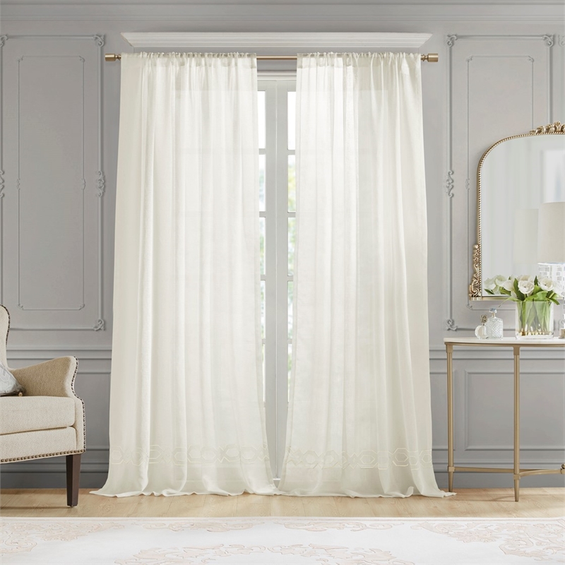 Croscill Classics Cornelli Embroidery Curtain Panel (Single) in White