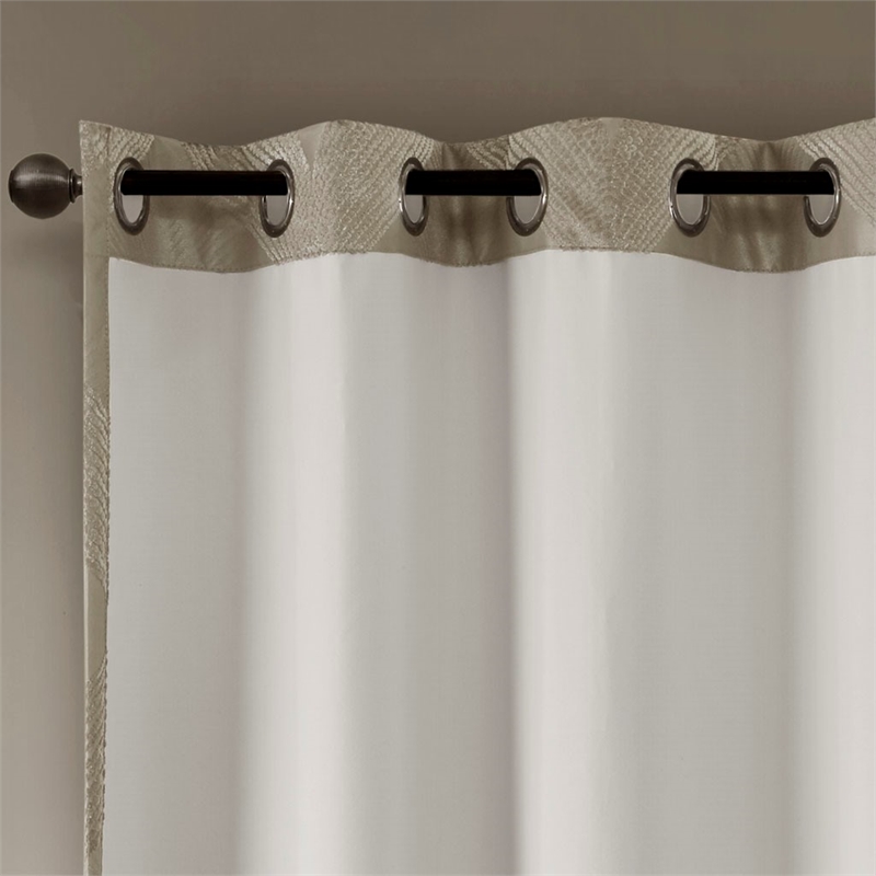 SunSmart Bentley Ogee Knitted Jacquard Total Blackout Panel in Taupe