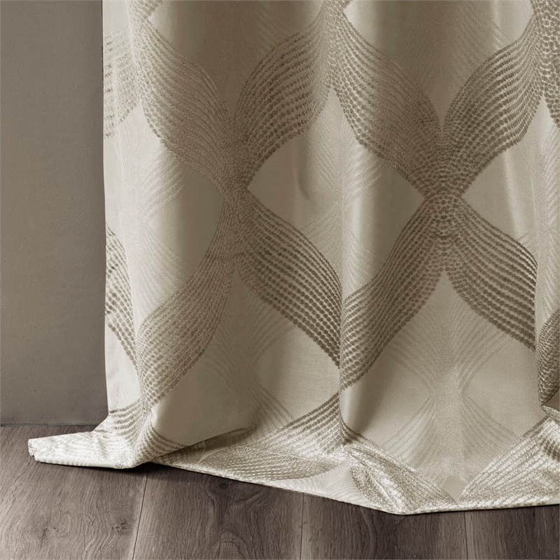 SunSmart Bentley Ogee Knitted Jacquard Total Blackout Panel in Taupe