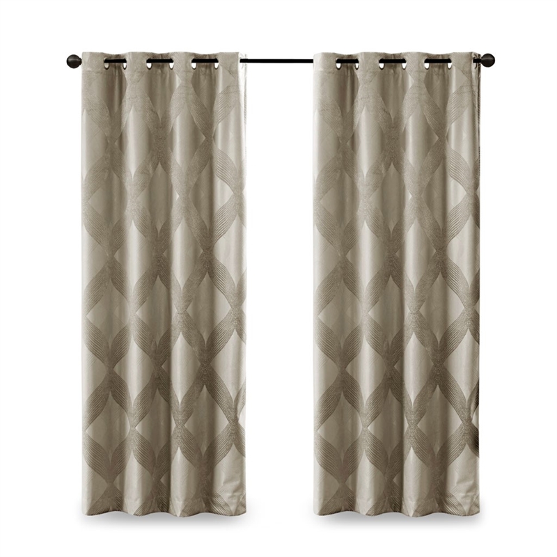 SunSmart Bentley Ogee Knitted Jacquard Total Blackout Panel in Taupe