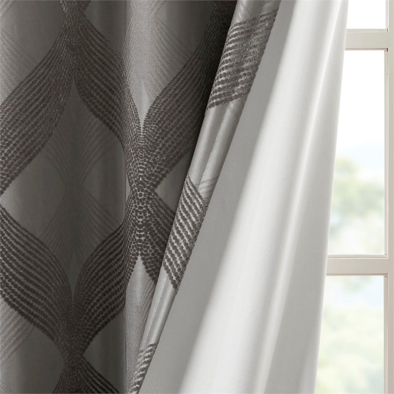 SunSmart Bentley Ogee Knitted Jacquard Total Blackout Panel in Charcoal