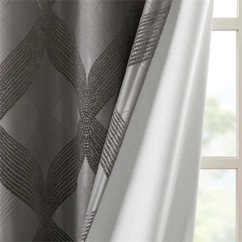 SunSmart Bentley Ogee Knitted Jacquard Total Blackout Panel in Charcoal