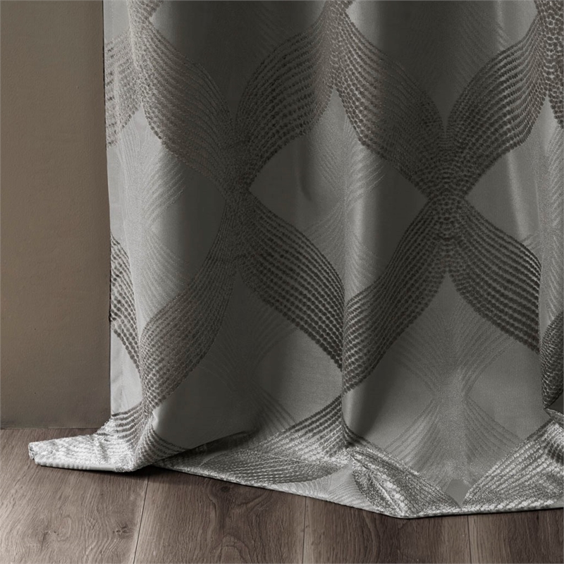 SunSmart Bentley Ogee Knitted Jacquard Total Blackout Panel in Charcoal