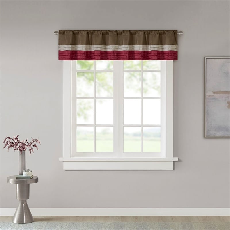 Madison Park Amherst Polyoni Pintuck Window Valance in Red