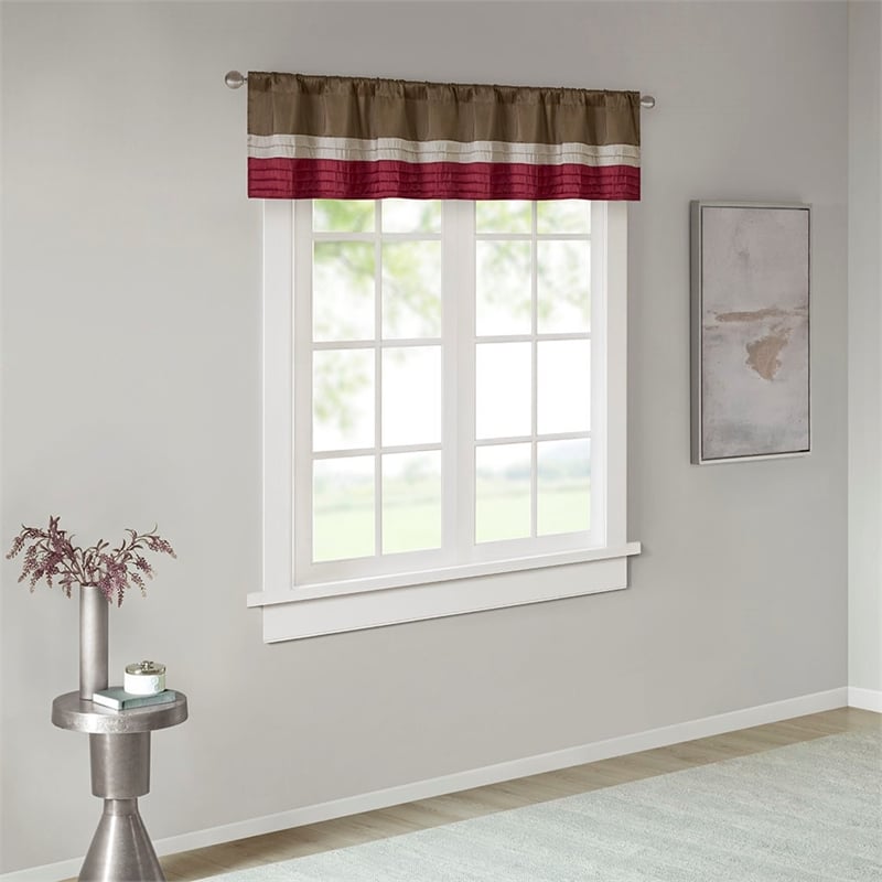 Madison Park Amherst Polyoni Pintuck Window Valance in Red