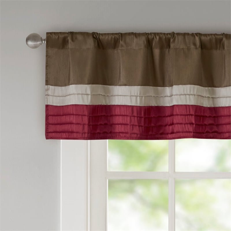 Madison Park Amherst Polyoni Pintuck Window Valance in Red