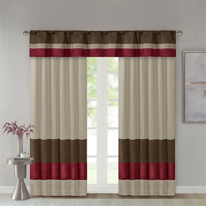 Madison Park Amherst Polyoni Pintuck Window Valance in Red