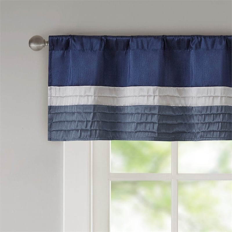 Madison Park Amherst Polyoni Pintuck Window Valance in Navy