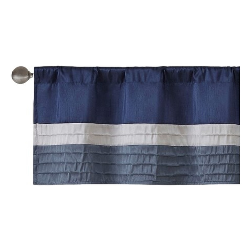 Madison Park Amherst Polyoni Pintuck Window Valance in Navy