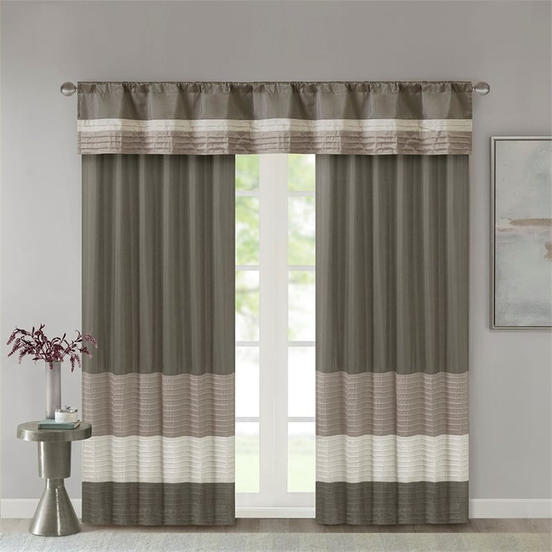 Madison Park Amherst Polyoni Pintuck Window Valance in Natural