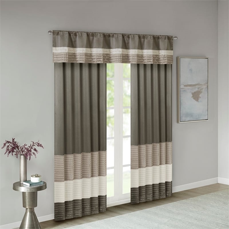Madison Park Amherst Polyoni Pintuck Window Valance in Natural