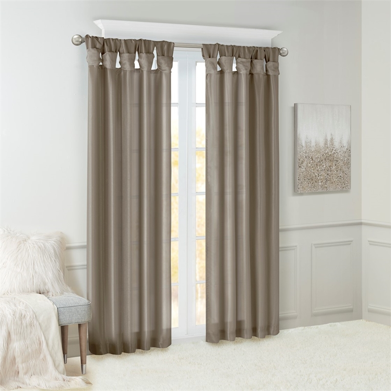 Madison Park Emilia Twist Tab Lined Window Curtain in Pewter 50 x 120