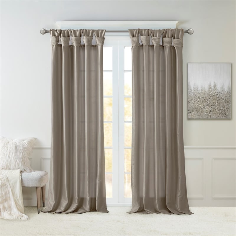 Madison Park Emilia Twist Tab Lined Window Curtain in Pewter 50 x 120
