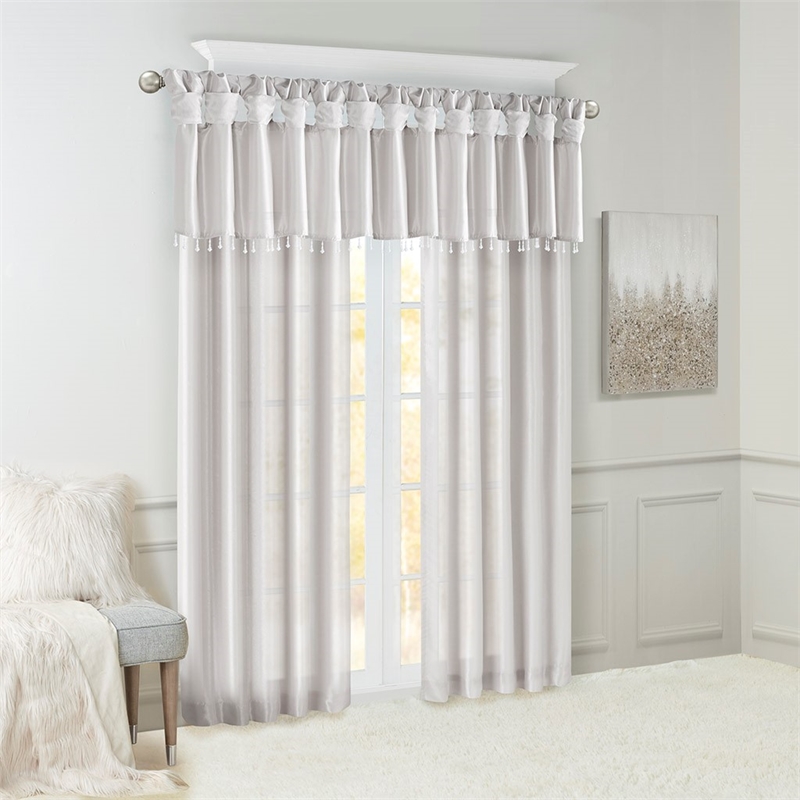 Madison Park Emilia Twist Tab Lined Window Curtain in Silver 50 x 95
