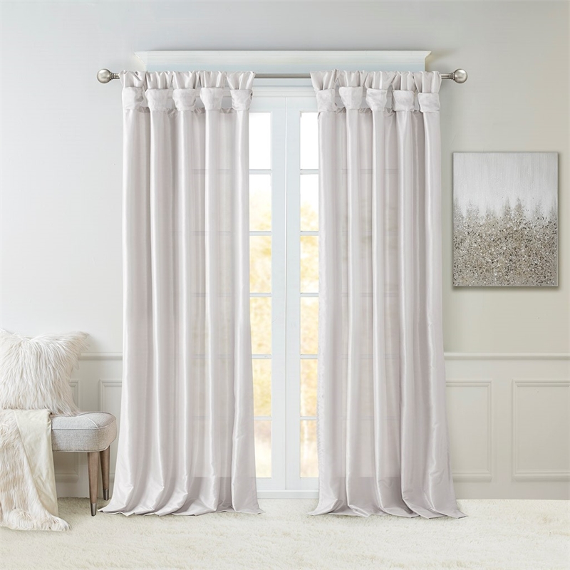 Madison Park Emilia Twist Tab Lined Window Curtain in Silver 50 x 95