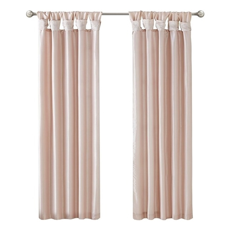 Madison Park Emilia Twist Tab Lined Window Curtain in Blush 50 x 84