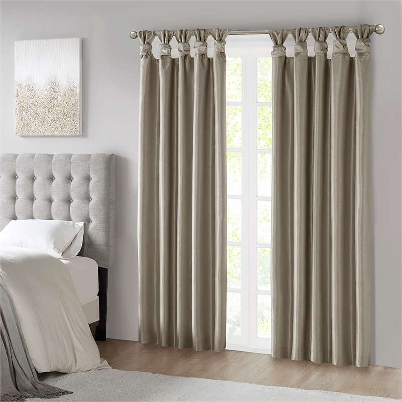 Madison Park Emilia Twist Tab Lined Window Curtain in Pewter 50 x 95