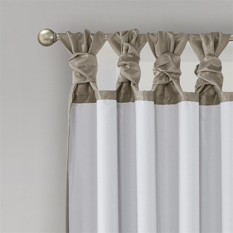 Madison Park Emilia Twist Tab Lined Window Curtain in Pewter 50 x 95