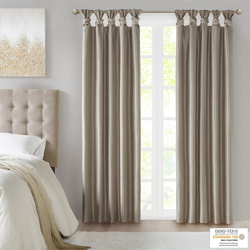 Madison Park Emilia Twist Tab Lined Window Curtain in Pewter 50 x 95