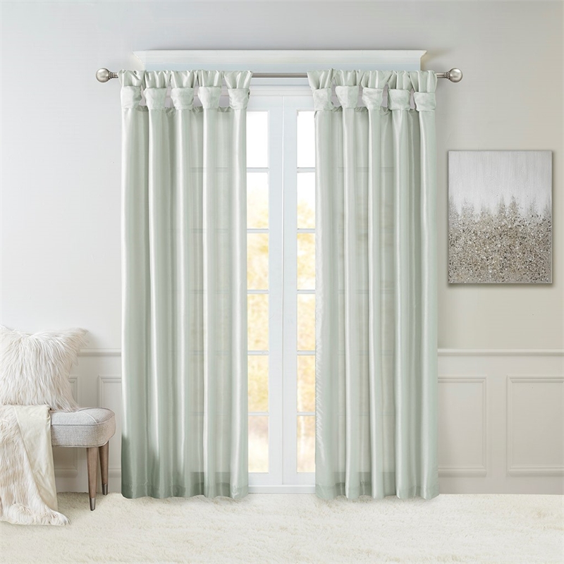 Madison Park Emilia Twist Tab Lined Window Curtain in Dusty Aqua 50 x 95