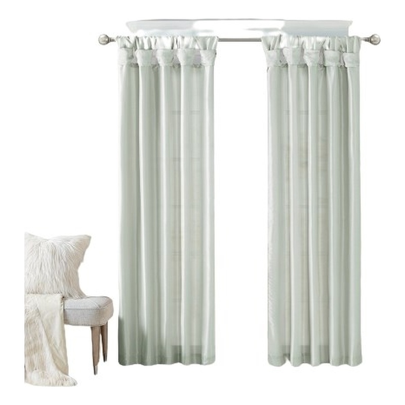 Madison Park Emilia Twist Tab Lined Window Curtain in Dusty Aqua 50 x 95