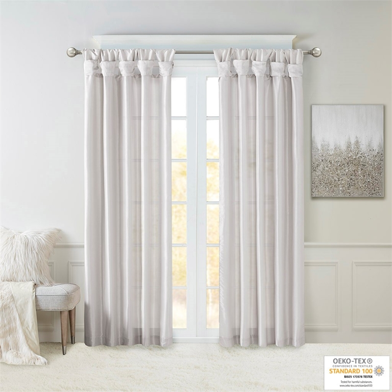 Madison Park Emilia Twist Tab Lined Window Curtain in Silver 50 x 84