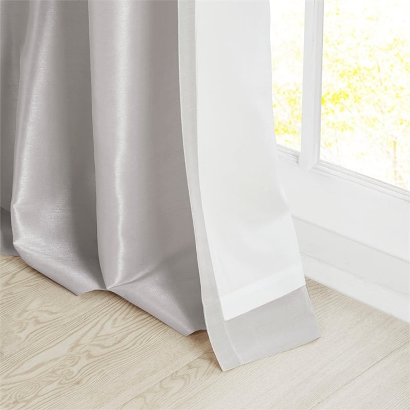 Madison Park Emilia Twist Tab Lined Window Curtain in Silver 50 x 84