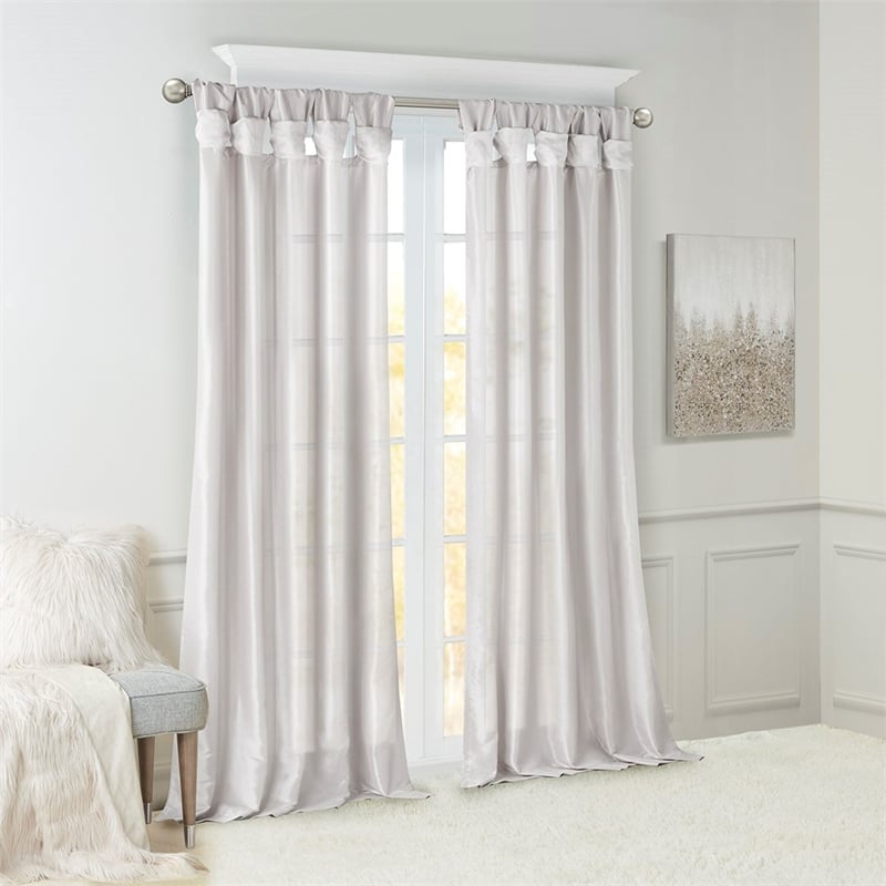 Madison Park Emilia Twist Tab Lined Window Curtain in Silver 50 x 84
