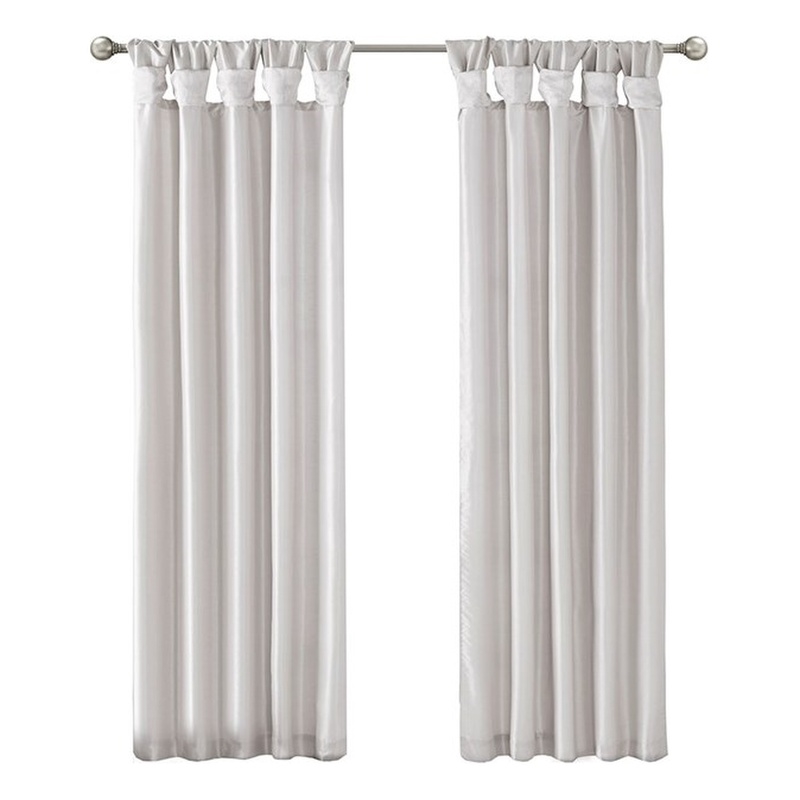 Madison Park Emilia Twist Tab Lined Window Curtain in Silver 50 x 84