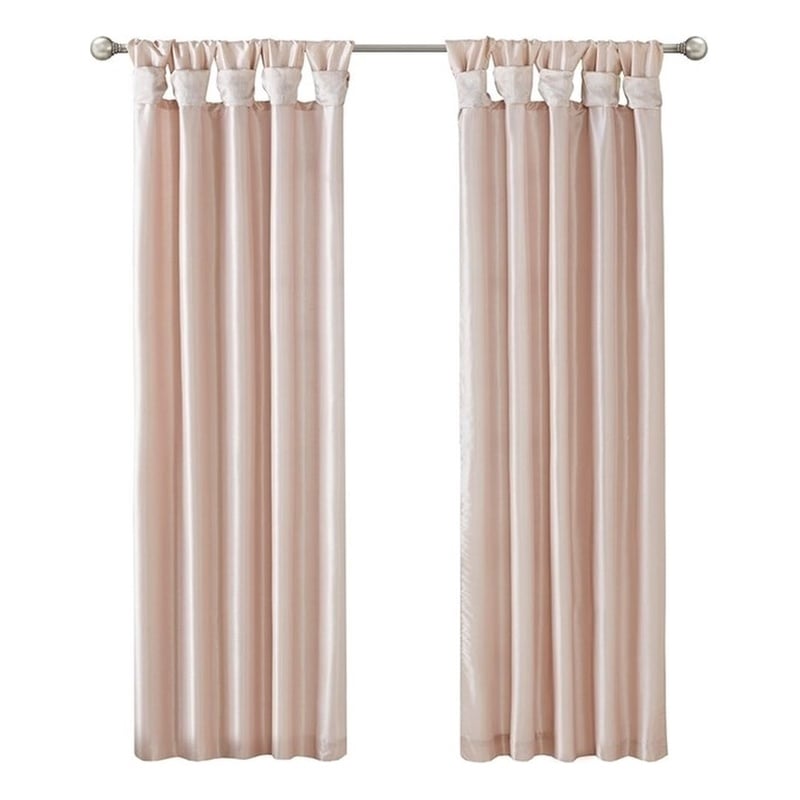 Madison Park Emilia Twist Tab Lined Window Curtain in Blush 50 x 108