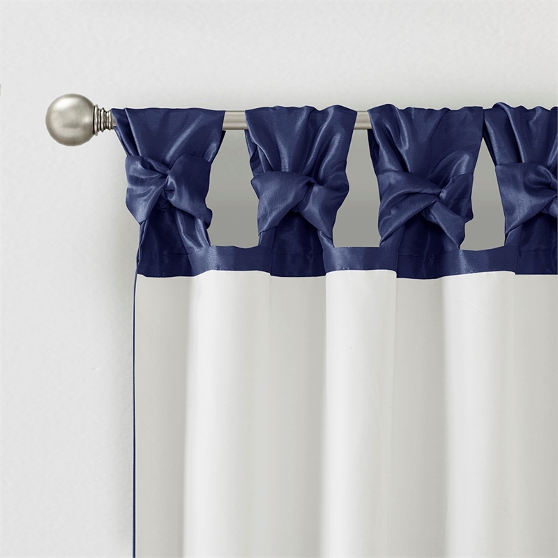 Madison Park Emilia Twist Tab Lined Window Curtain in Navy 50 x 95