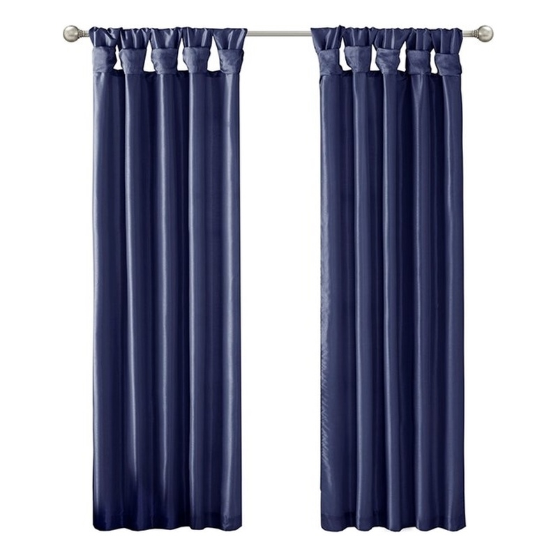 Madison Park Emilia Twist Tab Lined Window Curtain in Navy 50 x 95