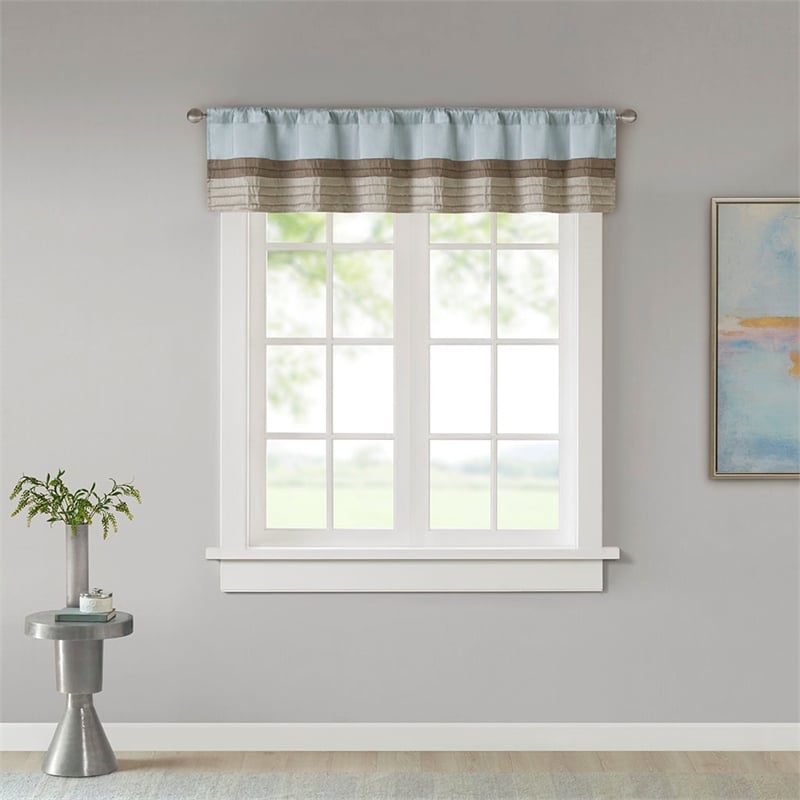 Madison Park Amherst Polyoni Pintuck Window Valance in Blue