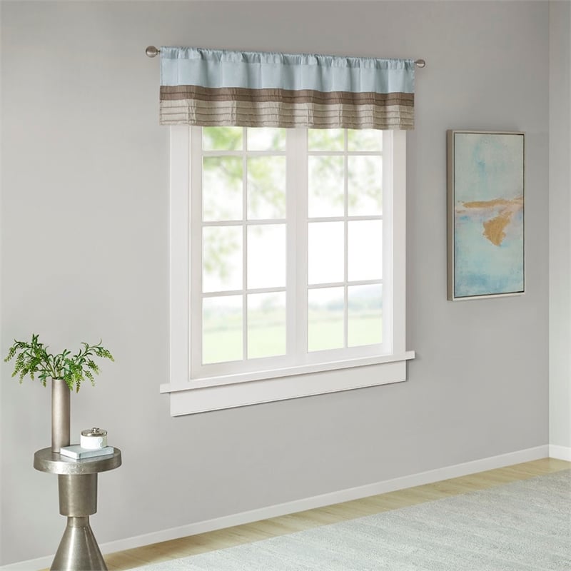 Madison Park Amherst Polyoni Pintuck Window Valance in Blue