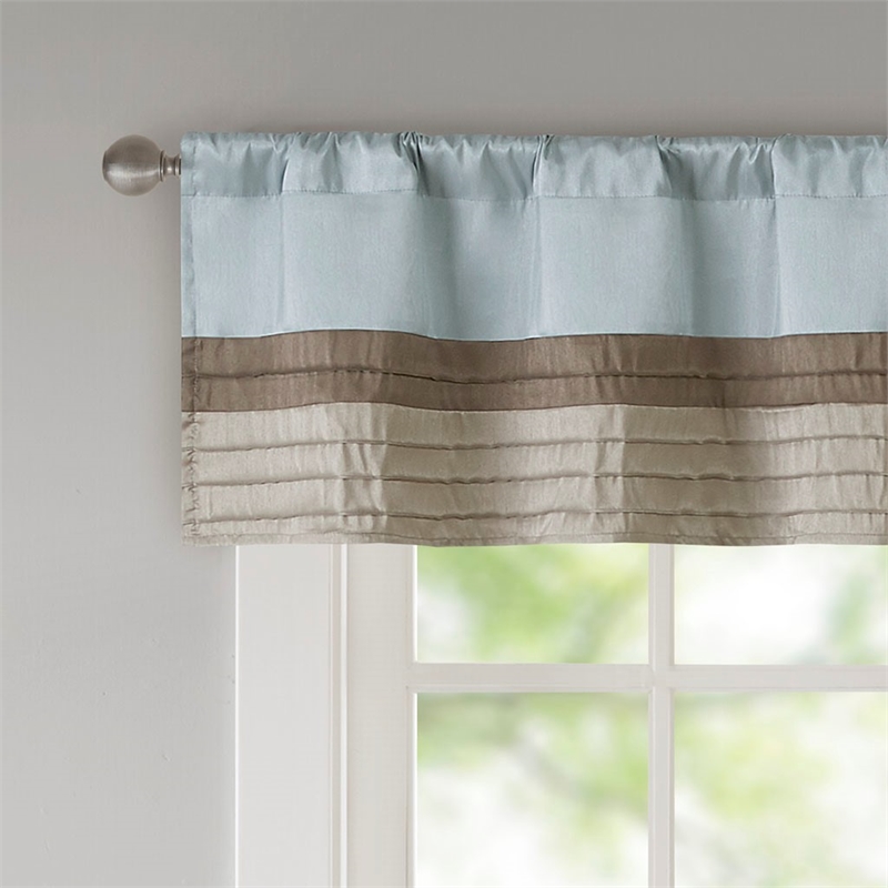 Madison Park Amherst Polyoni Pintuck Window Valance in Blue