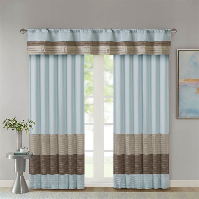 Madison Park Amherst Polyoni Pintuck Window Valance in Blue