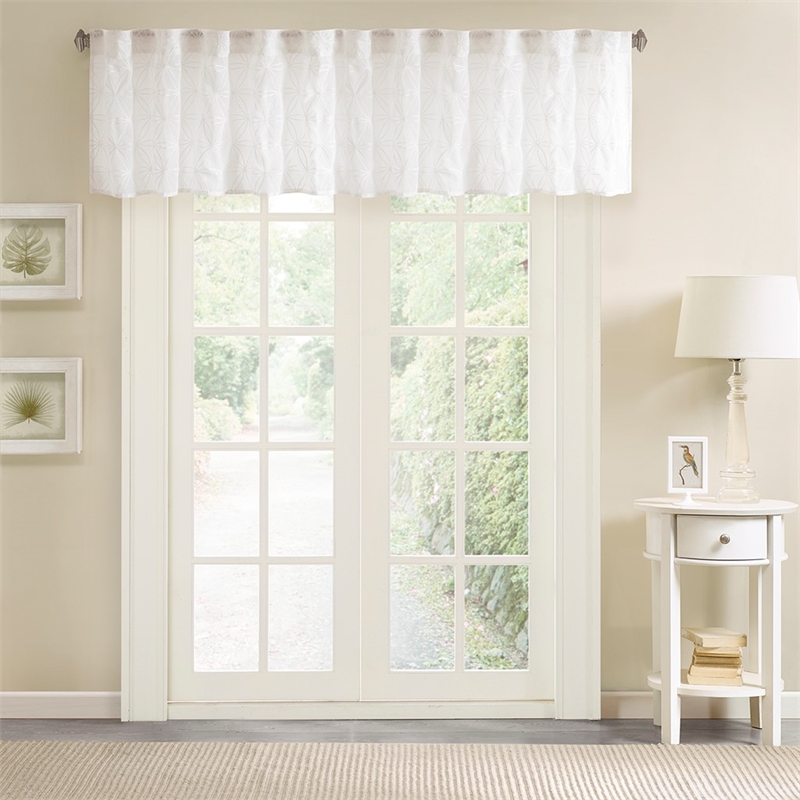 Madison Park Gemma Sheer Embroidered Window Valance in White 50 X 18
