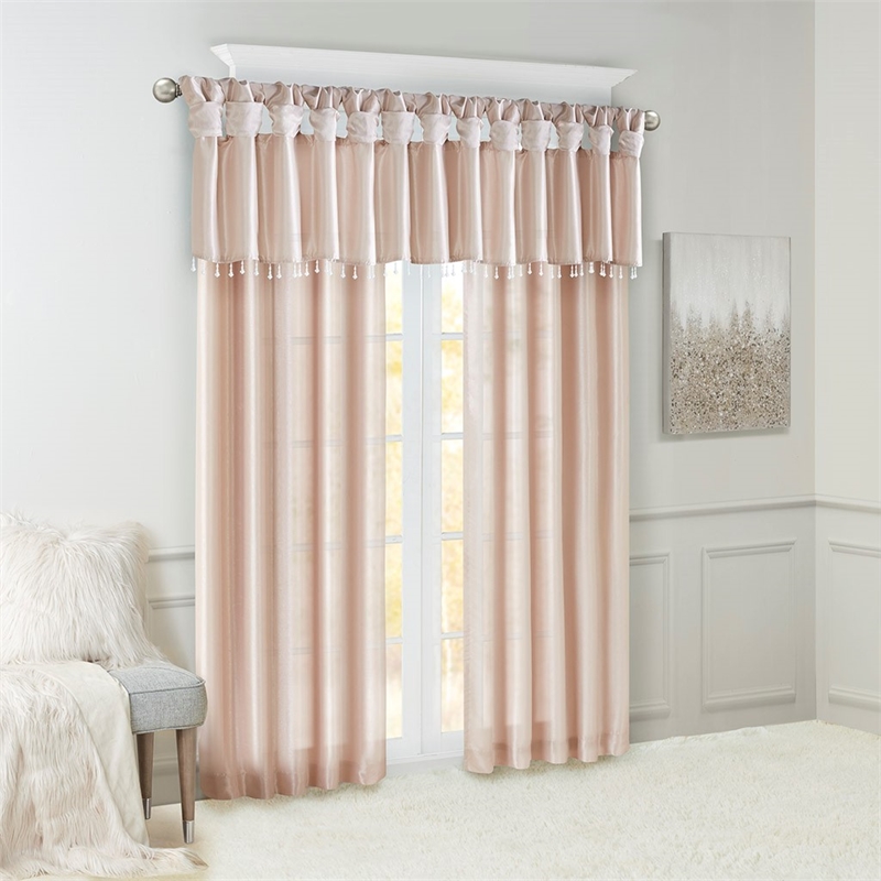 Madison Park Emilia Twist Tab Lined Window Curtain in Blush 50x120