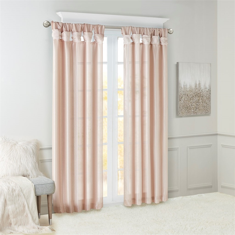 Madison Park Emilia Twist Tab Lined Window Curtain in Blush 50x120