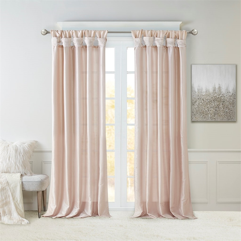 Madison Park Emilia Twist Tab Lined Window Curtain in Blush 50x120