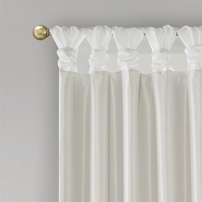 Madison Park Emilia Twist Tab Total Blackout Window Curtain in White 50x84
