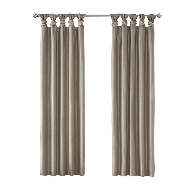 Madison Park Emilia Twist Tab Total Blackout Window Curtain in Pewter 50x84
