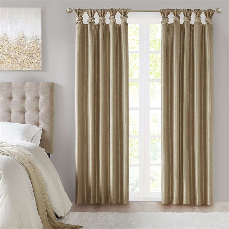 Madison Park Emilia Twist Tab Total Blackout Window Curtain in Bronze 50x95