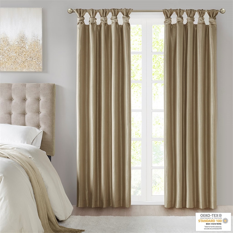 Madison Park Emilia Twist Tab Total Blackout Window Curtain in Bronze 50x95