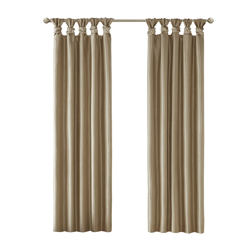 Madison Park Emilia Twist Tab Total Blackout Window Curtain in Bronze 50x95
