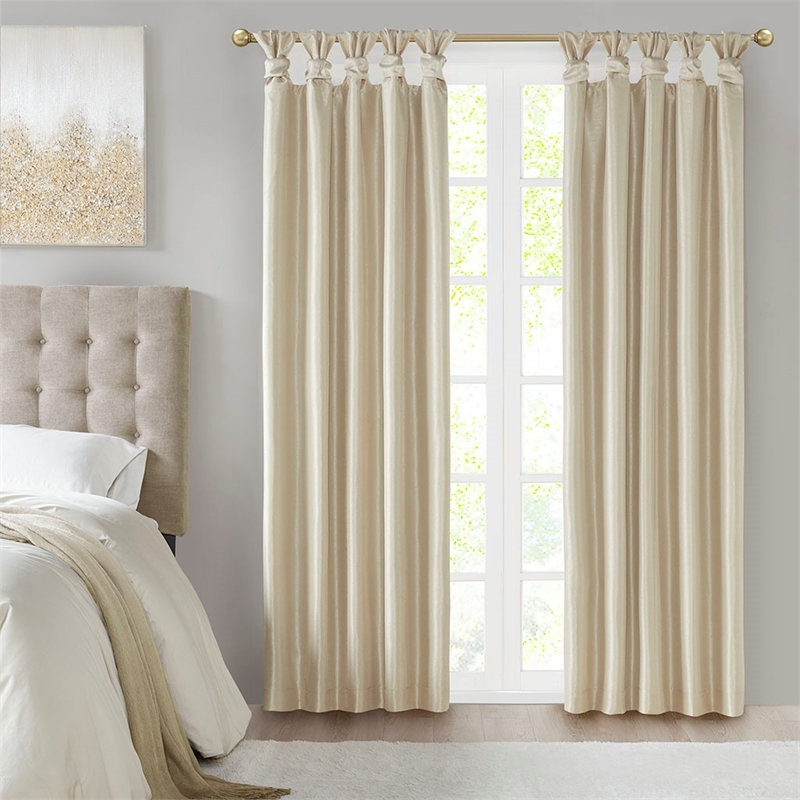 Madison Park Emilia Twist Tab Total Blackout Window Curtain in Champagne 50x95