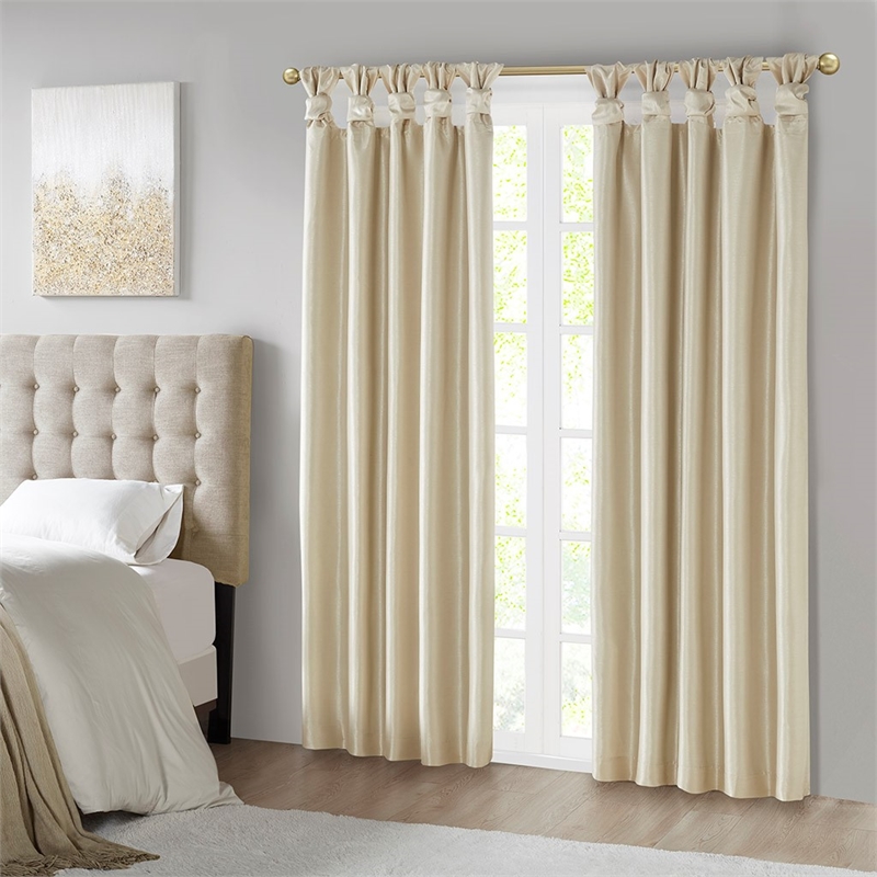 Madison Park Emilia Twist Tab Total Blackout Window Curtain in Champagne 50x95
